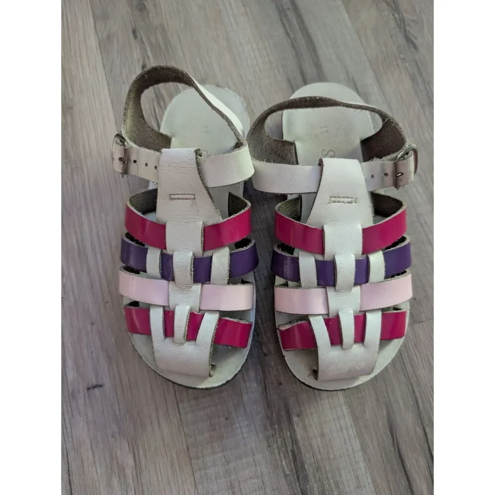 Salt Water Sandals Sun San Sailor White Pink Purple Closed Toe, Size 11C